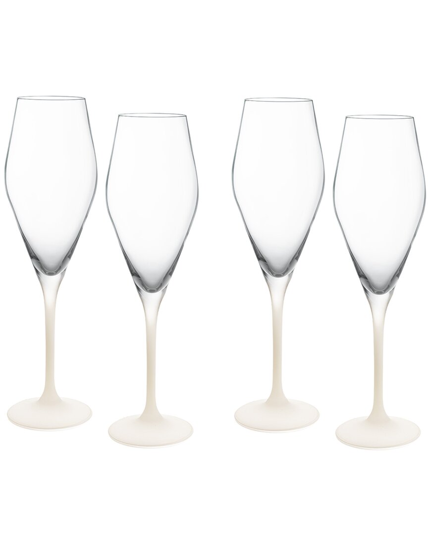 Villeroy & Boch Set Of 4 Manufacture Rock Blanc Flutes In Transparent