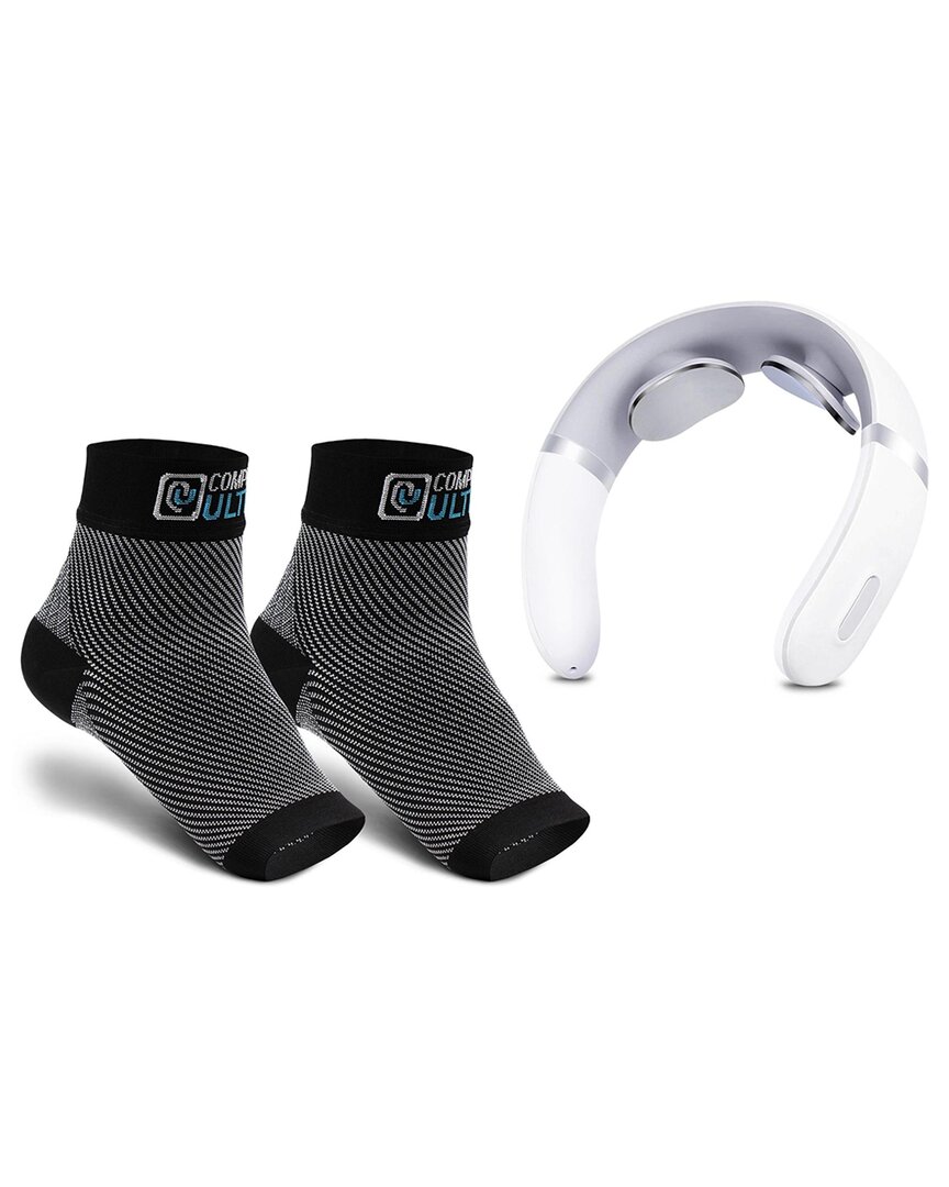Relaxultima Portable Tens Neck Massager & Compressultima Compression Socks Bundle - Medium