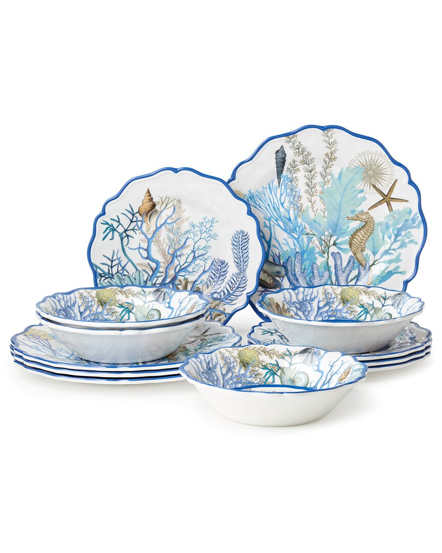 Certified International Blue Lagoon Melamine 12pc Dinnerware Set
