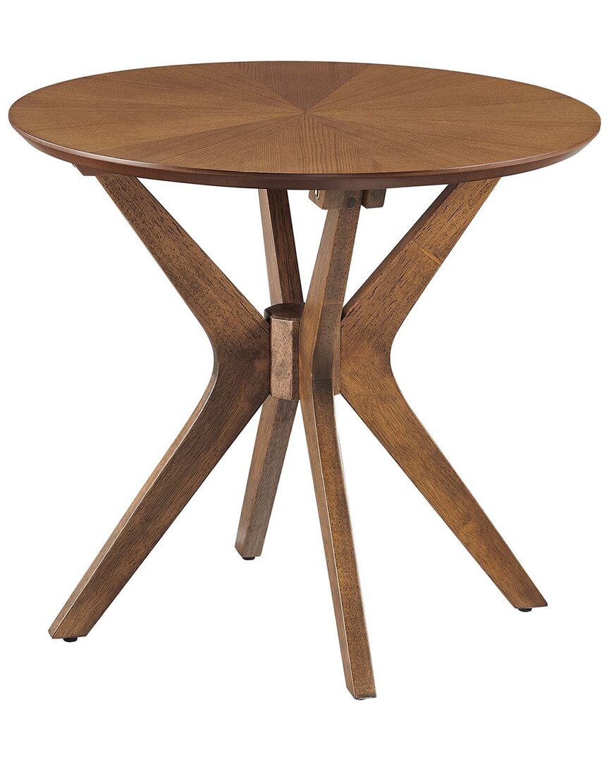 Modway Crossroads 24in Round Wood Side Table In Brown