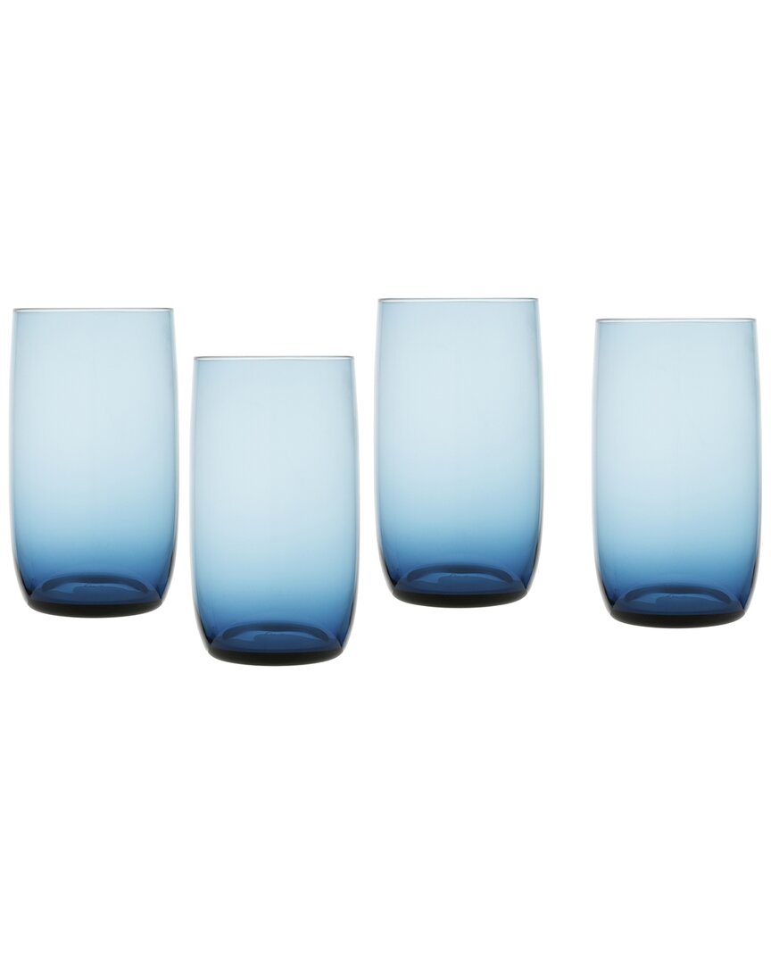 Fortessa Set Of 4 Gala Glass Blue Iced Beverage Glasses In Blue