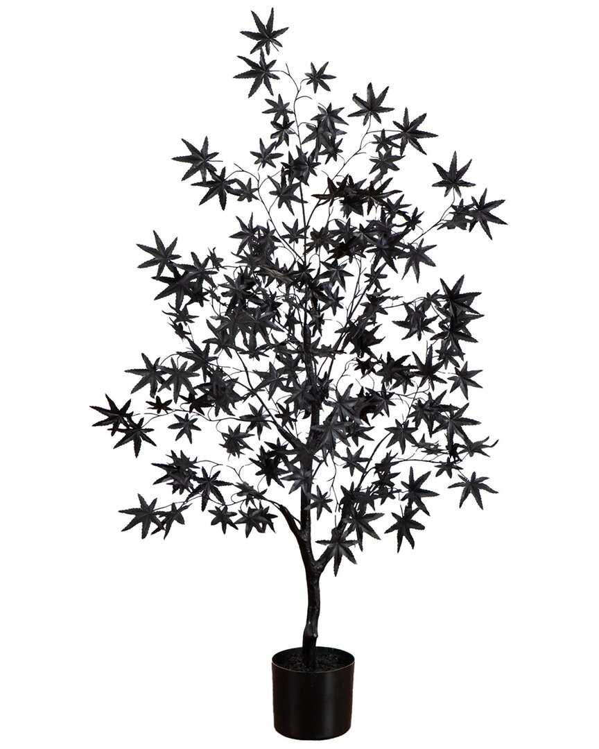 Nearly Natural 4ft. Artificial Halloween Eerie Black Maple Tree In Black