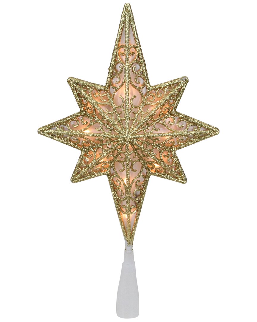 Shop Northern Lights Northlight 10in Lighted Gold Frosted Star Of Bethlehem With Scrolling Christmas Tree Topper - Clear 