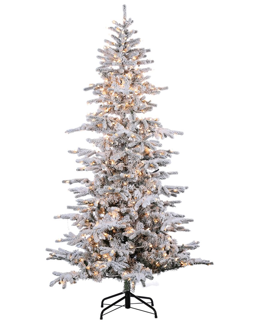 Sterling Tree Company 7.5ft Flocked Cambridge Fir Tree With 550 Clear Lights In Green