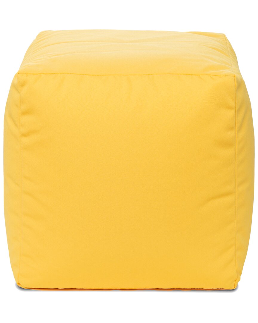 Gouchee Home Soleil Cube Outdoor/indoor Ottoman Pouf In Yellow
