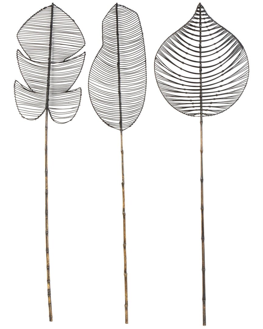 Peyton Lane Natural Rattan Foliage Set In Black