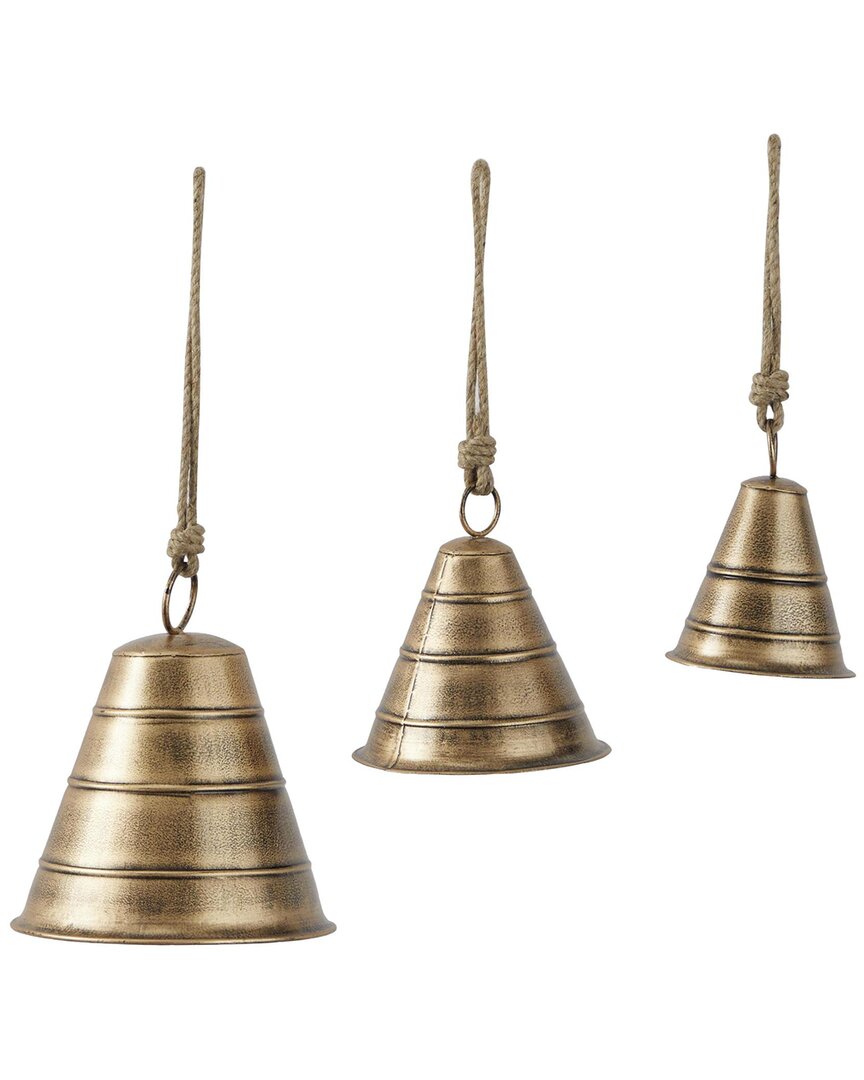 Peyton Lane Bohemian Metal Decorative Cow Bells Set In Brown
