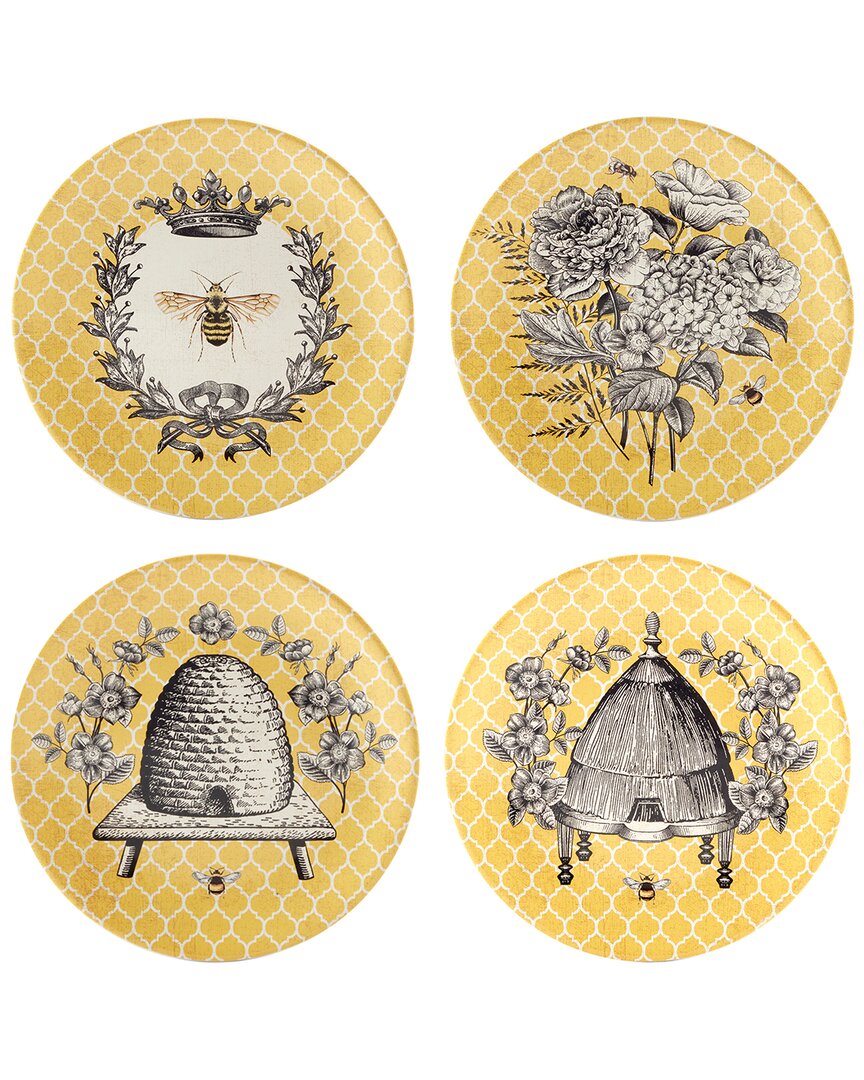 Certified International French Bees Set Of 4 Salad Plates