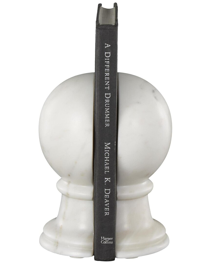Peyton Lane Modern Marble Bookends Set In White
