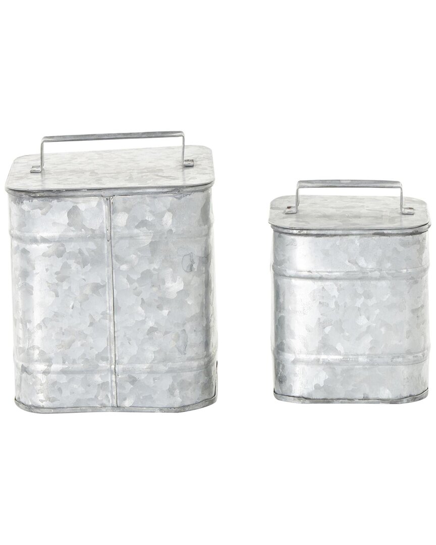 Peyton Lane Farmhouse Metal Canisters Set In Silver