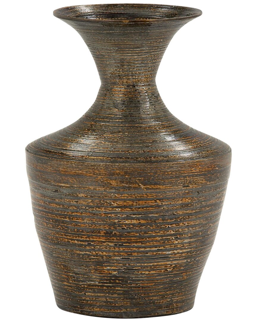 Peyton Lane Traditional Bamboo Wood Vase In Brown