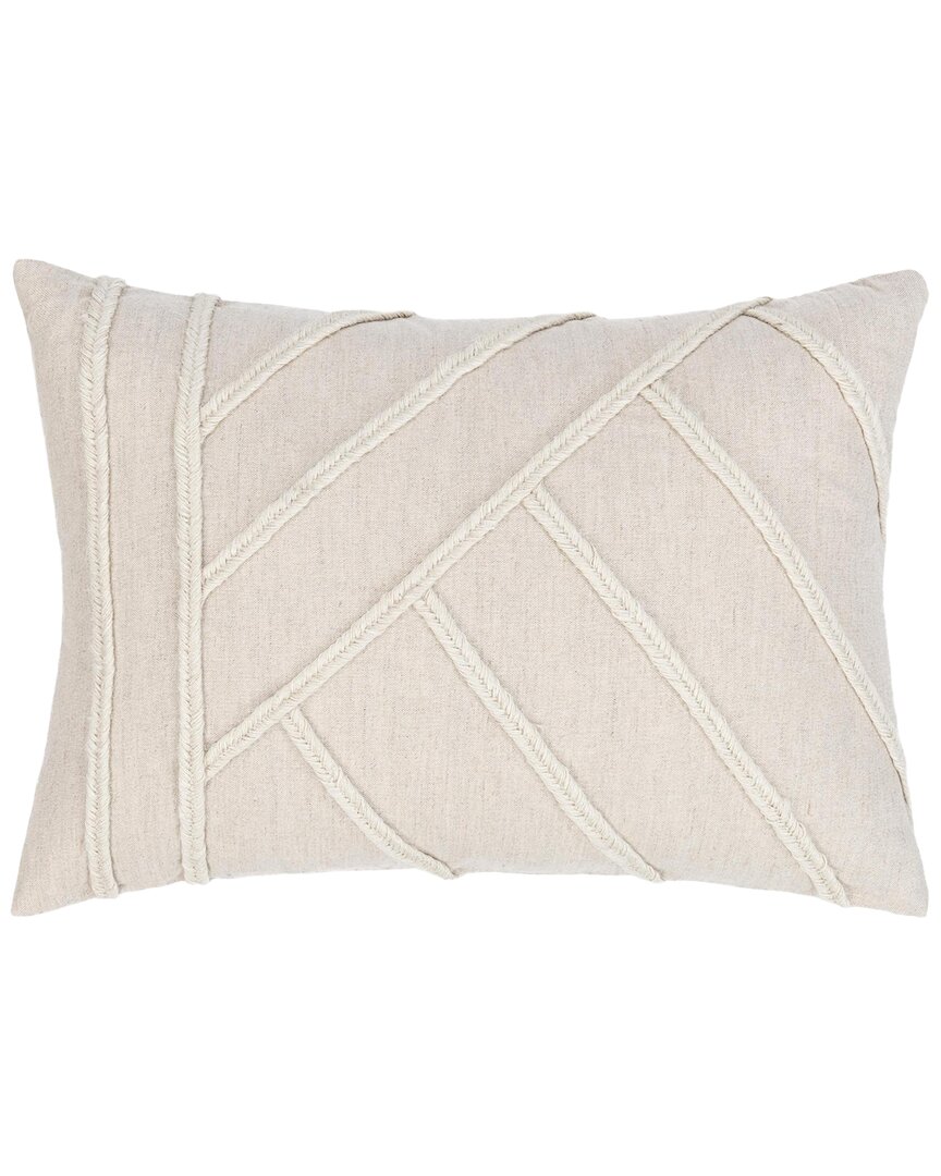 Classic Home Hand Appliqued Jute Rope Langdon Throw Pillow In White