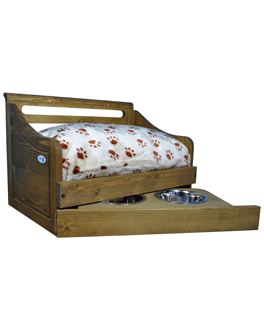 Iconic Pet Multipurpose Small Wooden Pet Bed In Brown