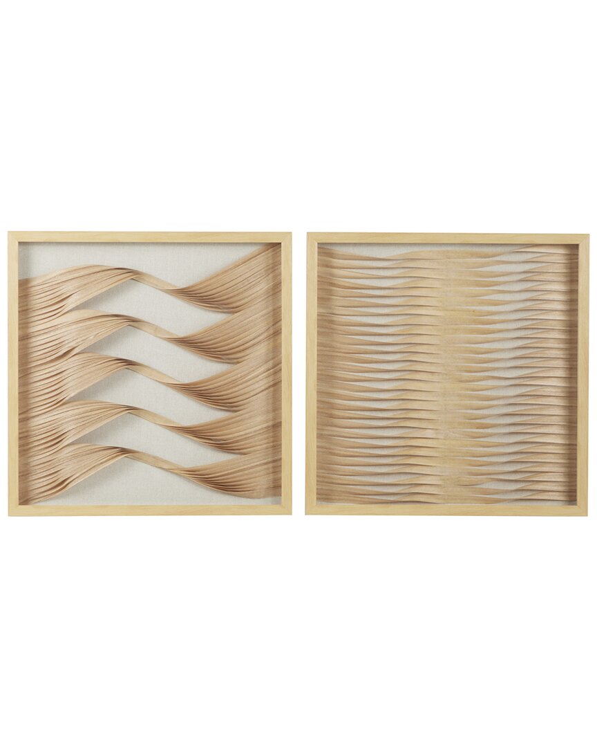 Peyton Lane Wood Coastal Abstract Shadow Box Set Of 2