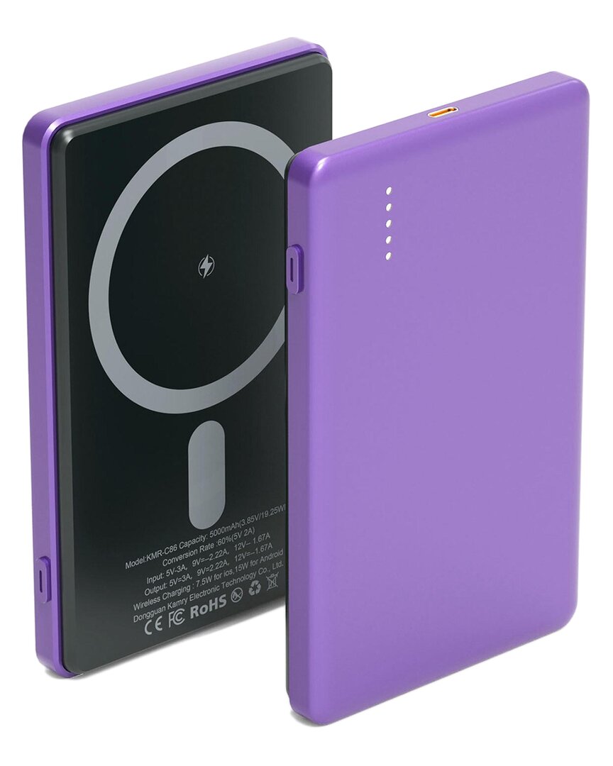 Fresh Fab Finds 2-in-1 Purple Magsafe Wireless Power Bank