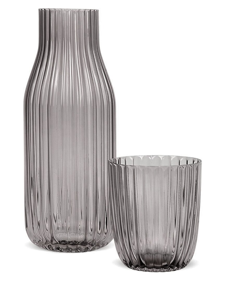 ELLE ELLE SMOKE RIBBED GLASS CARAFE SET