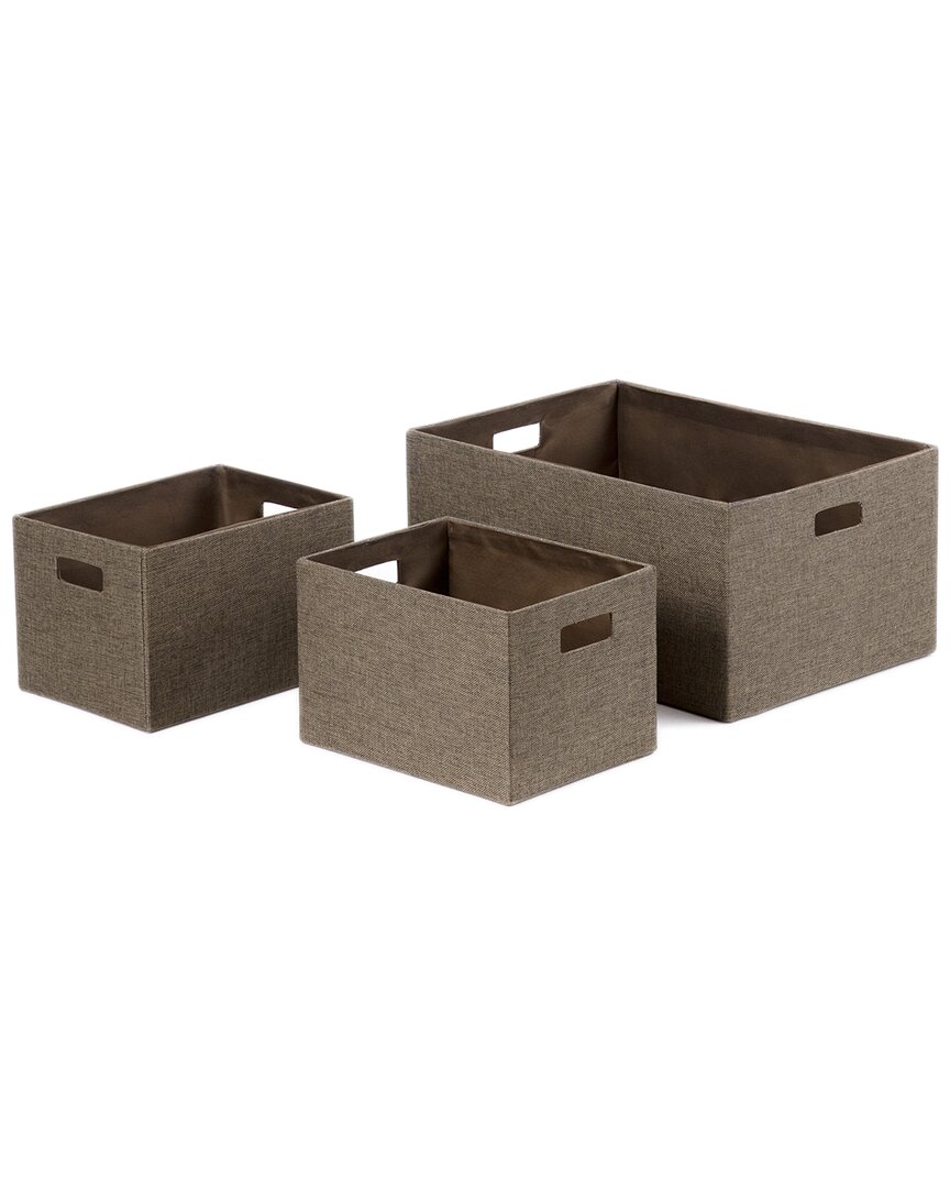 Shop Baum Linen Look Taupe Covered Cardboard Rectangle Storage Bins (set Of 3)