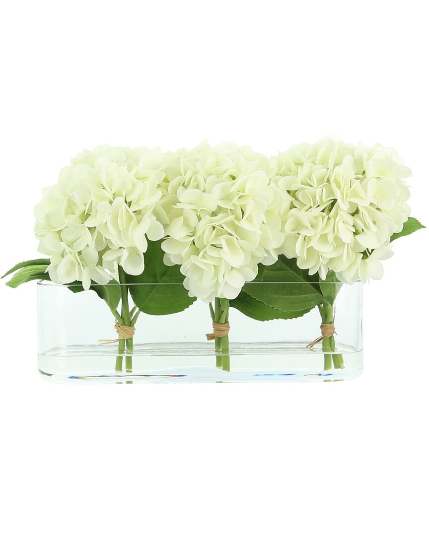 Creative Displays White Hydrangea In Clear Oval Glass Vase