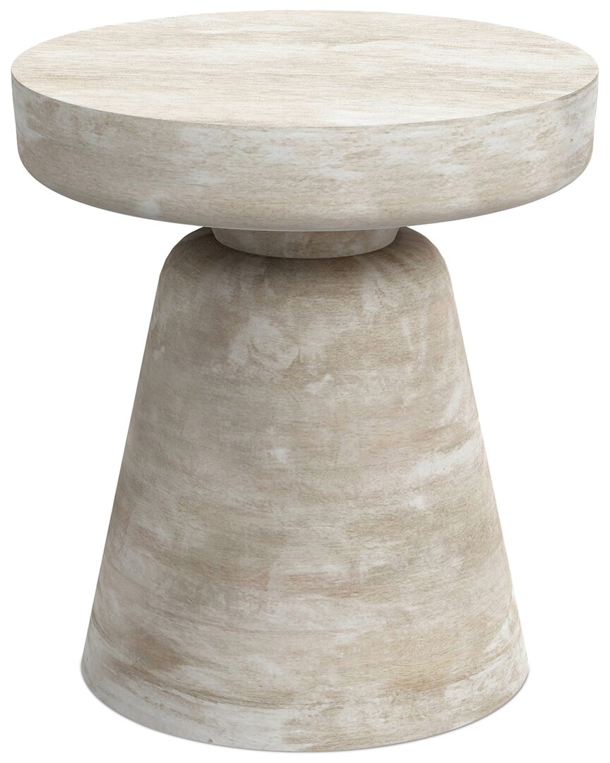 Simpli Home Robbie Solid Mango Wood 16in Round Contemporary Rustic Accent  Table