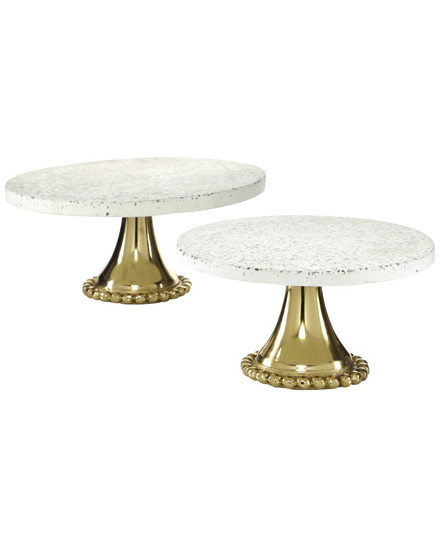 Peyton Lane Set Of 2 Speckled Cake Stands In Gold