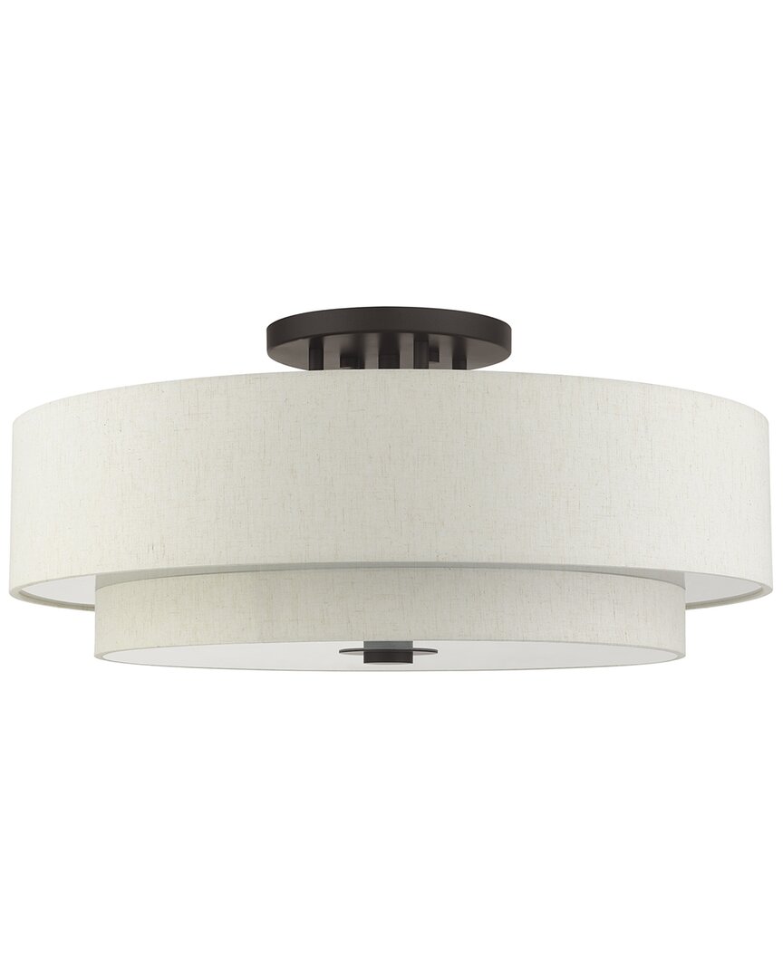Livex Lighting Meridian Bronze 6 Light Semi-flush In Bronze