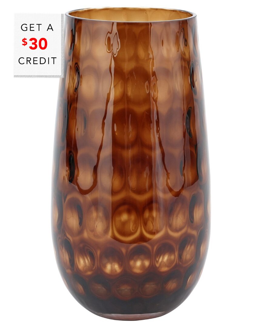 Vietri Bolla Glass Small Pebbled Vase In Brown