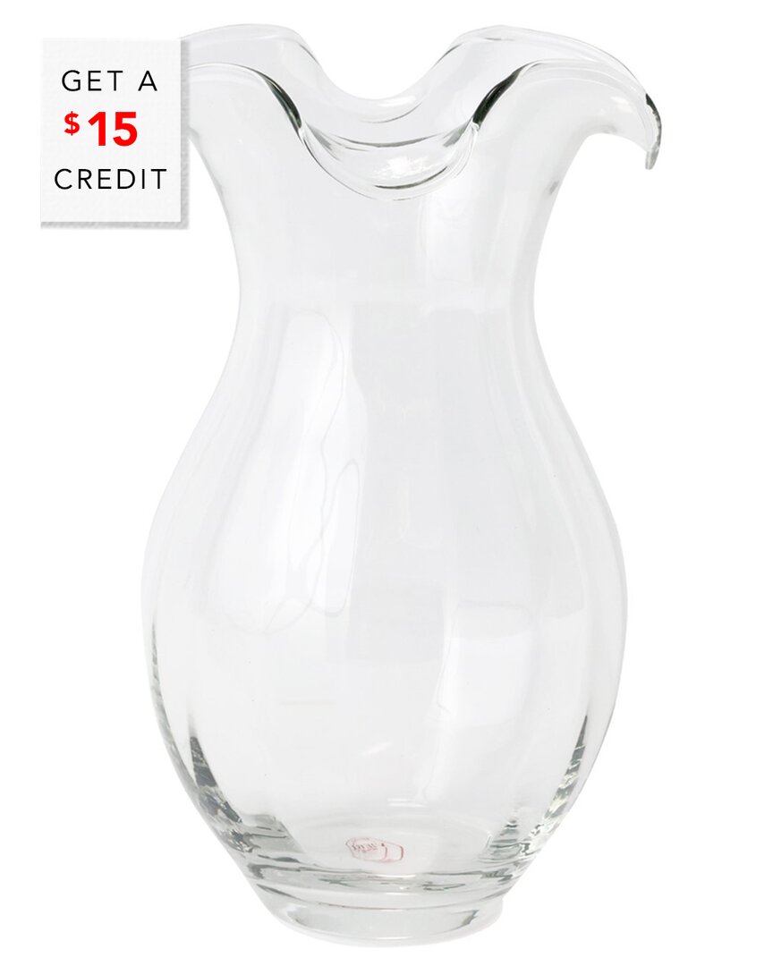 Vietri Hibiscus Glass Vertical Fluted Medium Vase In Transparent