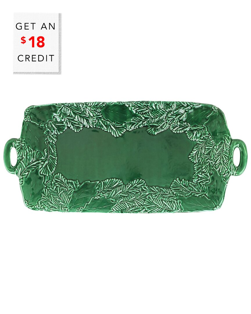 Vietri Lastra Holiday Figural Handled Rectangular Platter