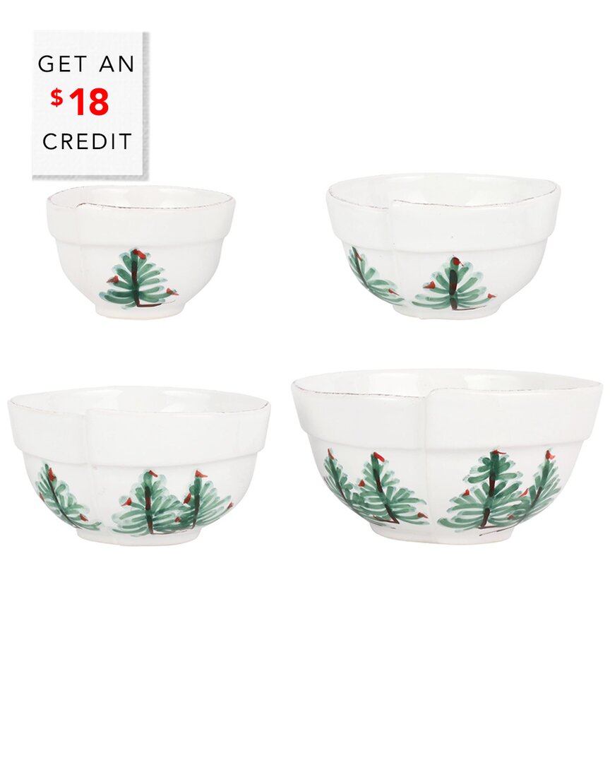 Vietri Set Of 4 Lastra Holiday Assorted Prepping Bowls In White