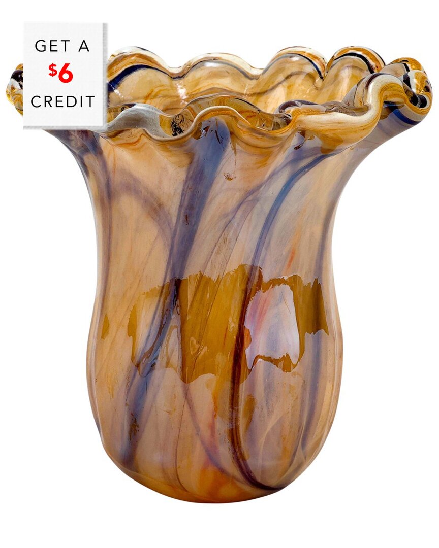 Vietri Onda Glass Tortoiseshell Small Tulip Vase In Brown