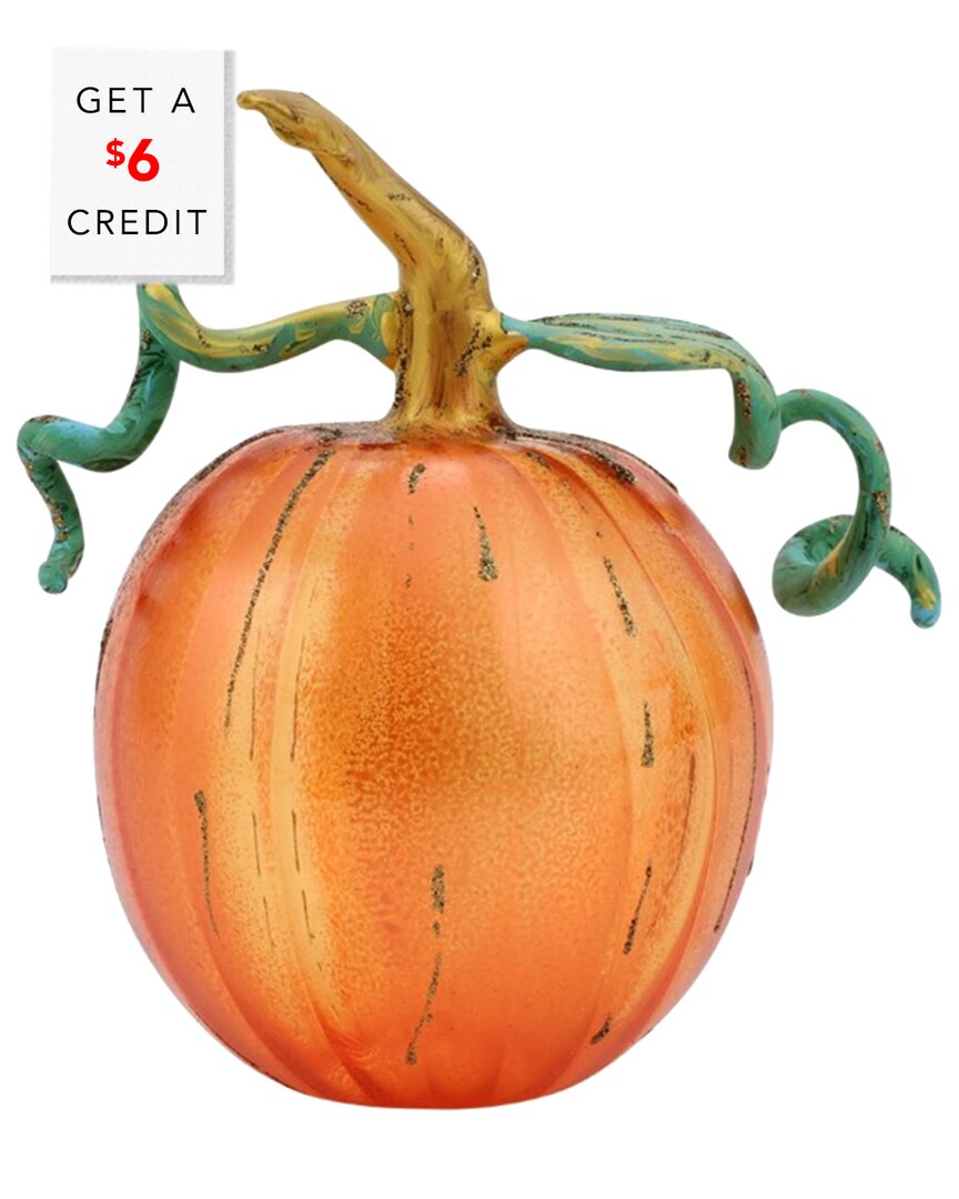 Vietri Pumpkins Figural Glass Pumpkin In Orange