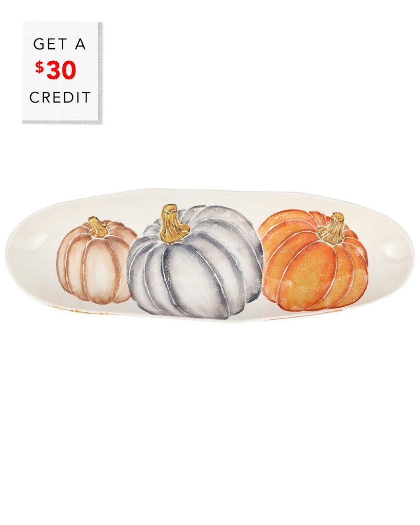 Vietri Pumpkins Narrow Oval Platter In Multi