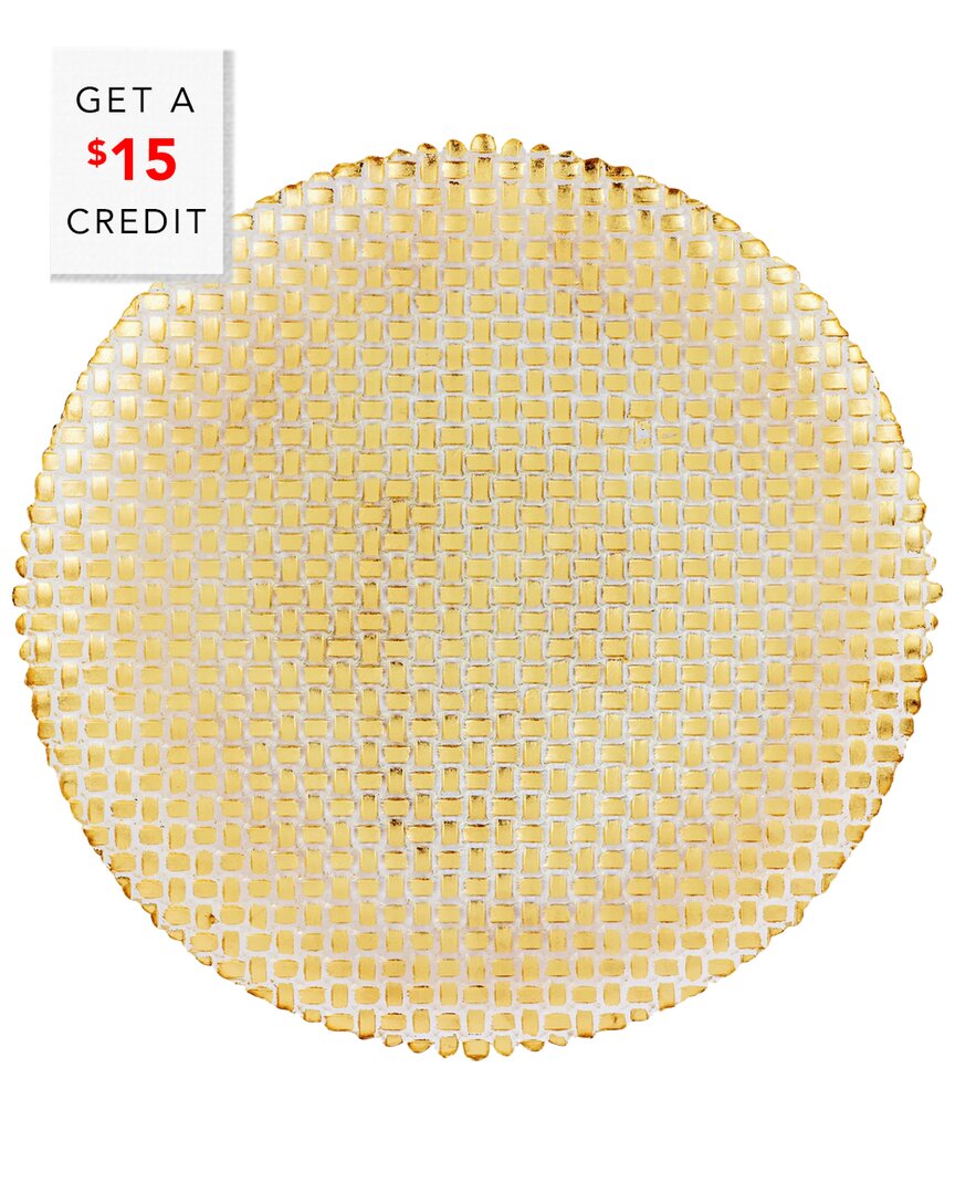 Vietri Rufolo Glass Basketweave Large Round Platter With $15 Credit
