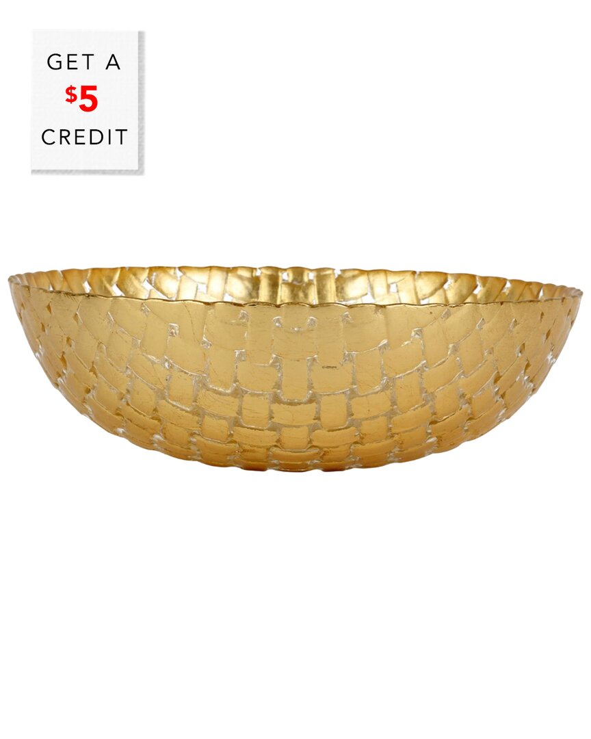 Vietri Rufolo Glass Basketweave Small Serving Bowl In Gold