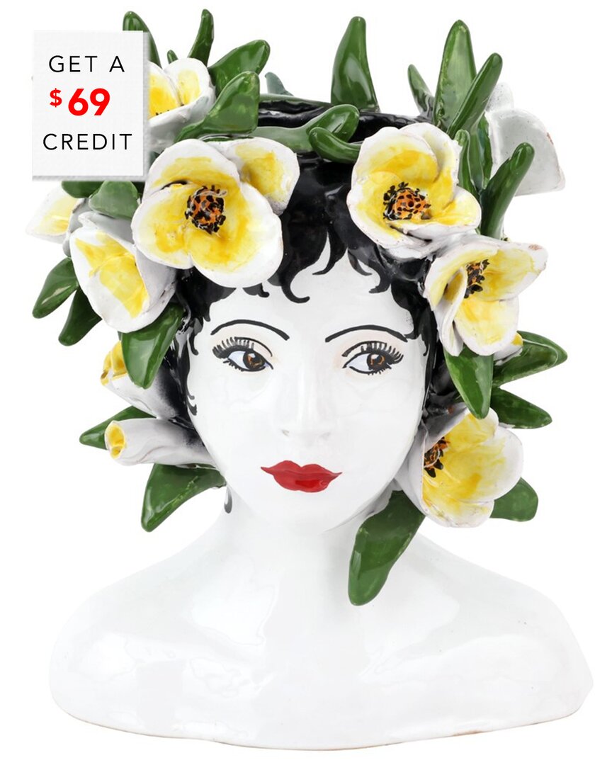 Vietri Sicilian Heads Petite Magnolia Head In Multi