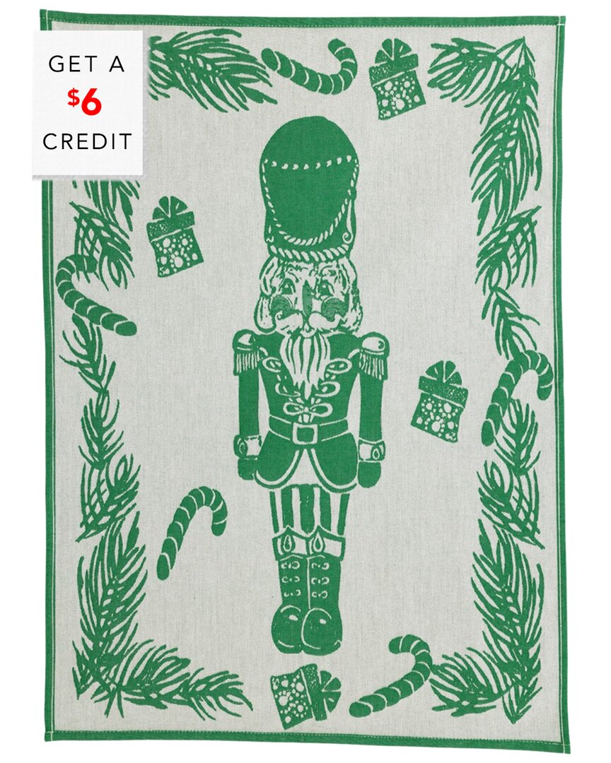 Vietri Strofinaccio Green Nutcracker Dish Towels - Set Of In Green