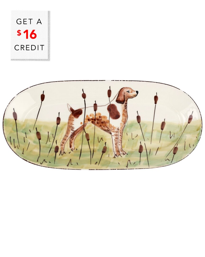 Vietri Wildlife Spaniel Oval Platter In Multi