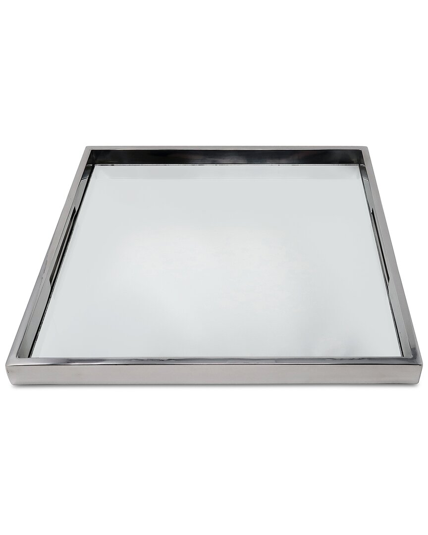 Vivience Square Mirror Tray In Gray