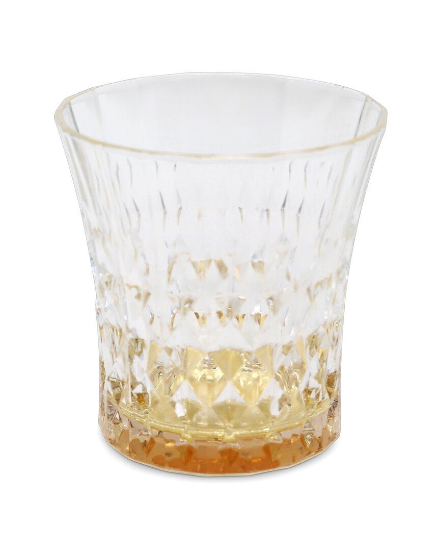 Vivience Set Of 6 Diamond Double Old Fashioned Glasses With Shade On The Bottom In Transparent