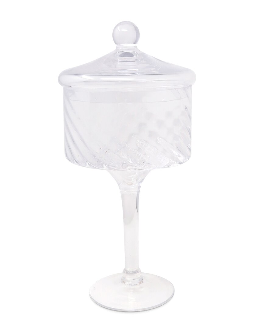 Vivience Stemmed Cookie Jar With Spiral Design In Transparent