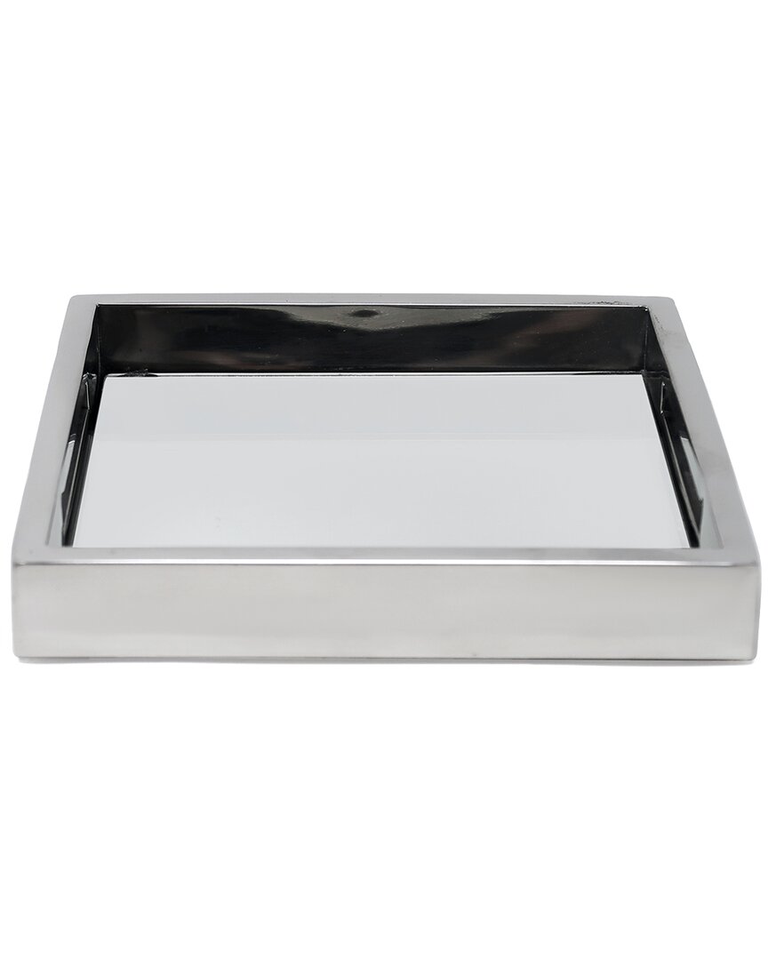 Vivience Square Mirror Tray In Gray