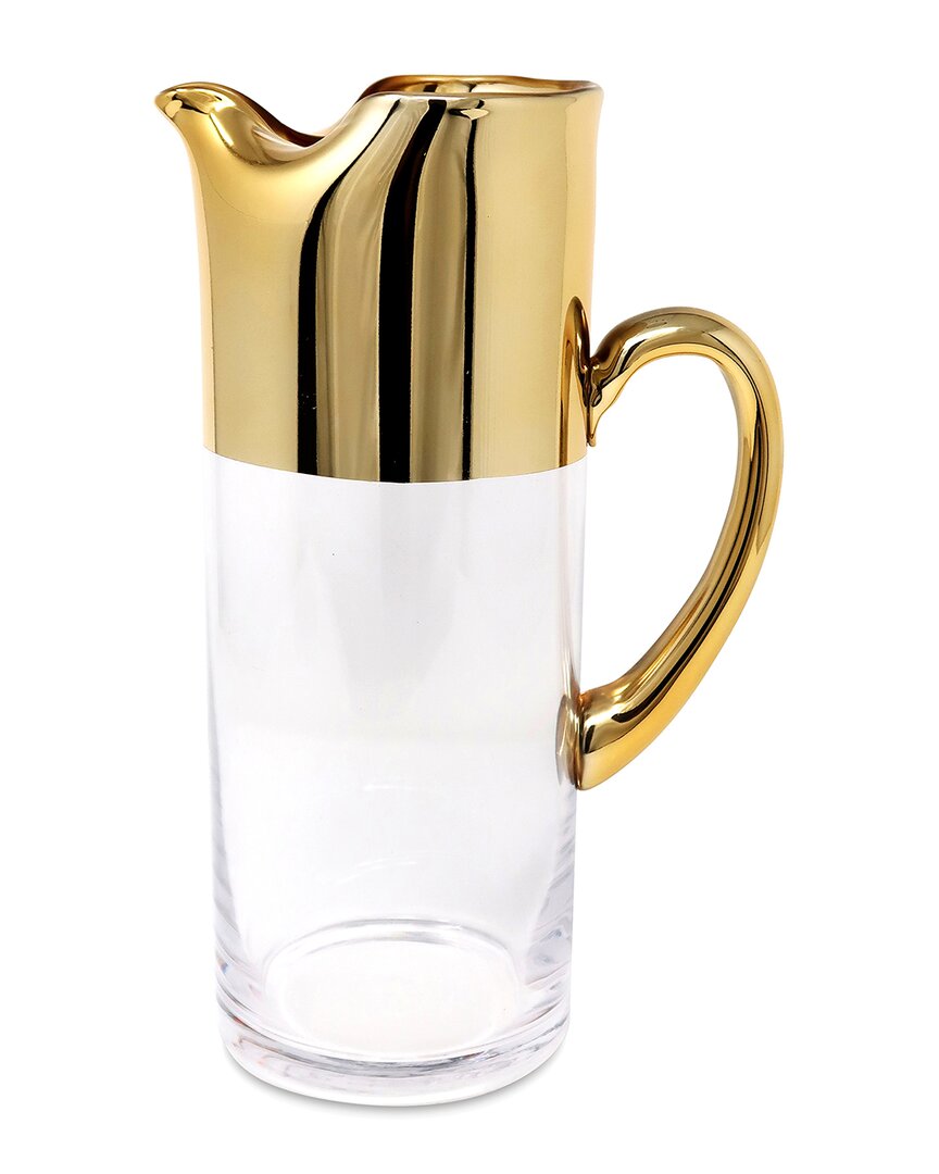 Vivience Glass Pitcher With Gold Handle And Top In Gold