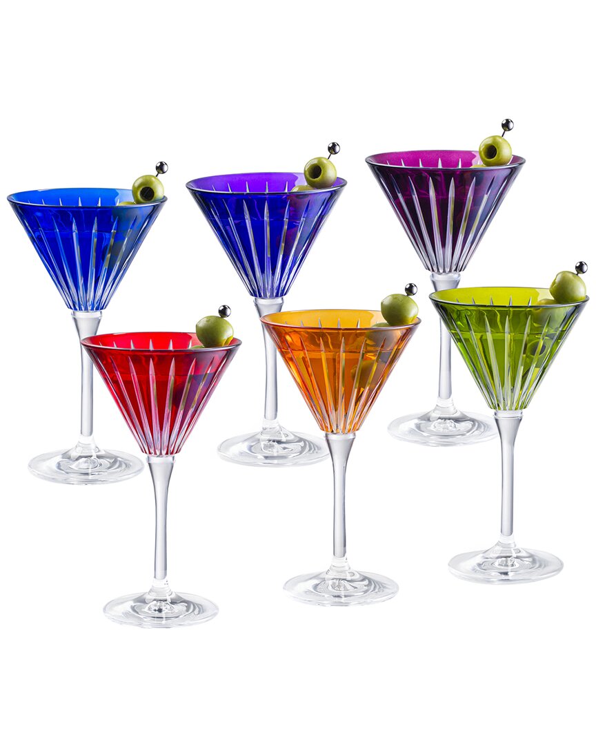 Barski Set Of 6 Colored Martini Cocktail Glasses