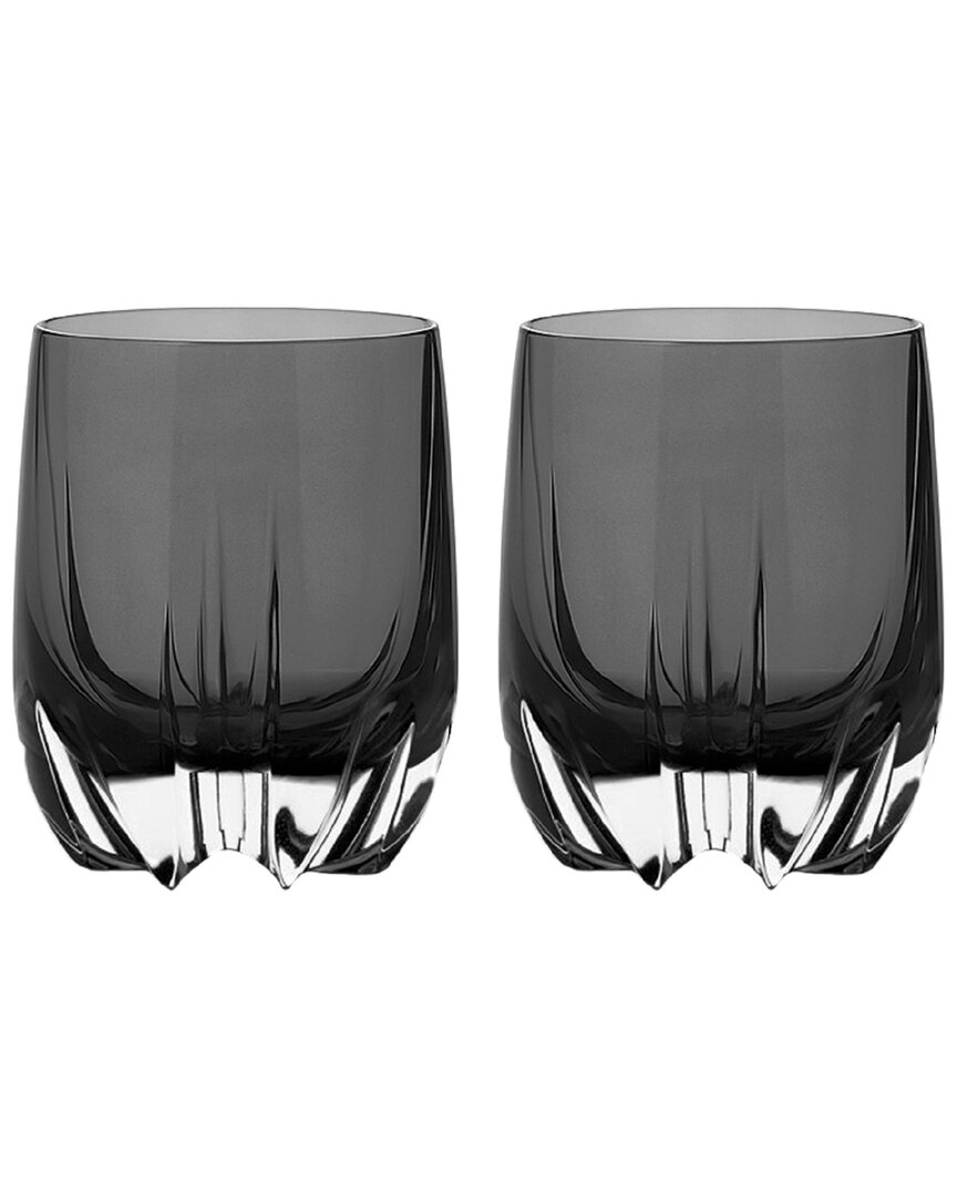 Barski Set Of 2 Crescent Double Old Fashioned Tumblers In Gray