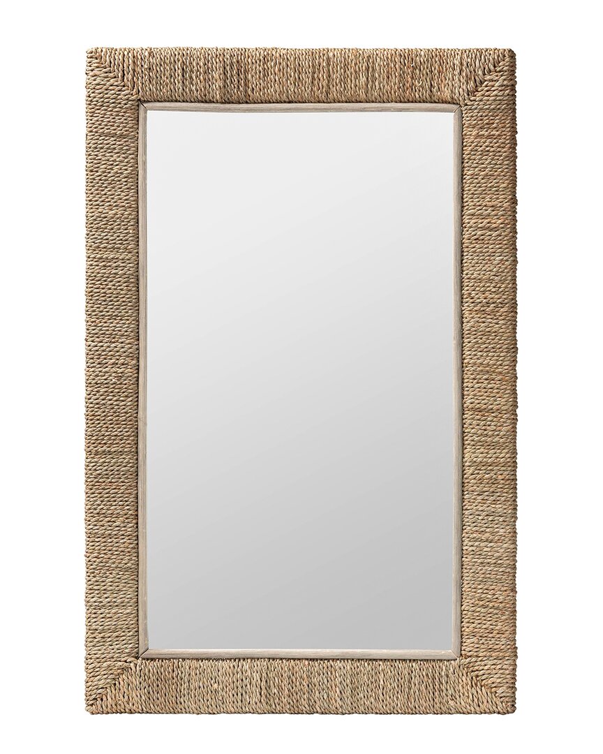 Baxton Studio Geralyn Japandi Rectangular Wall Mirror In Brown