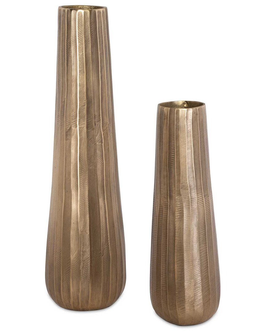 Uttermost Set Of 2 Vertiforge Antique Vases In Gold
