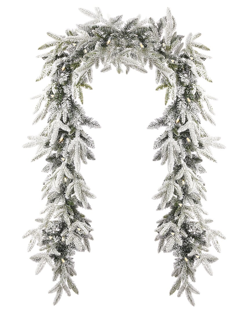 Seasonal Llc Royal Oaks Flocked Fir 9ft Garland In Green