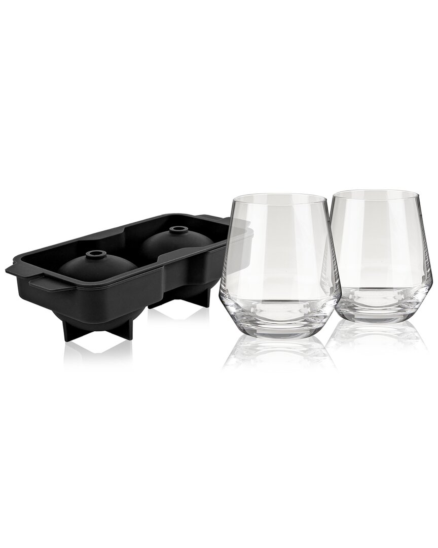 True Whiskey Glass And Sphere Ice Tray Set In Multi