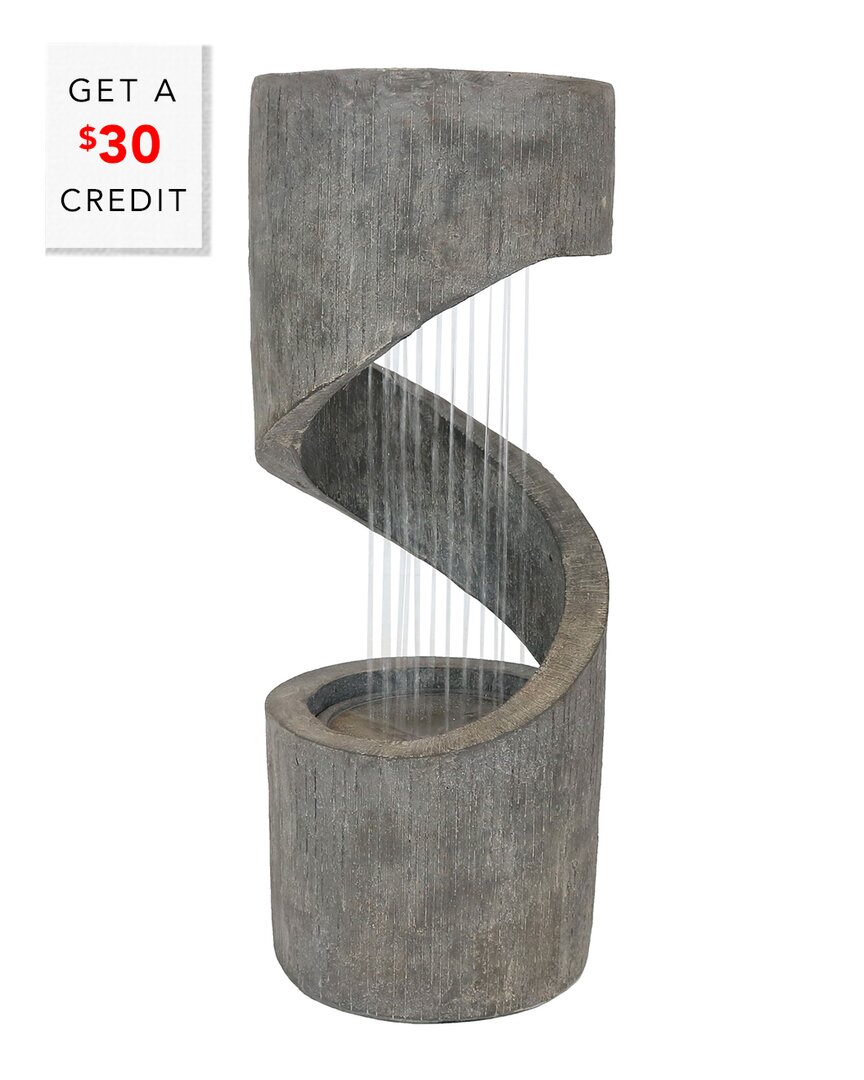 Sunnydaze 31"h Electric Polyresin Showering Spiral Column Outdoor Water Fountain With Led Light In Grey