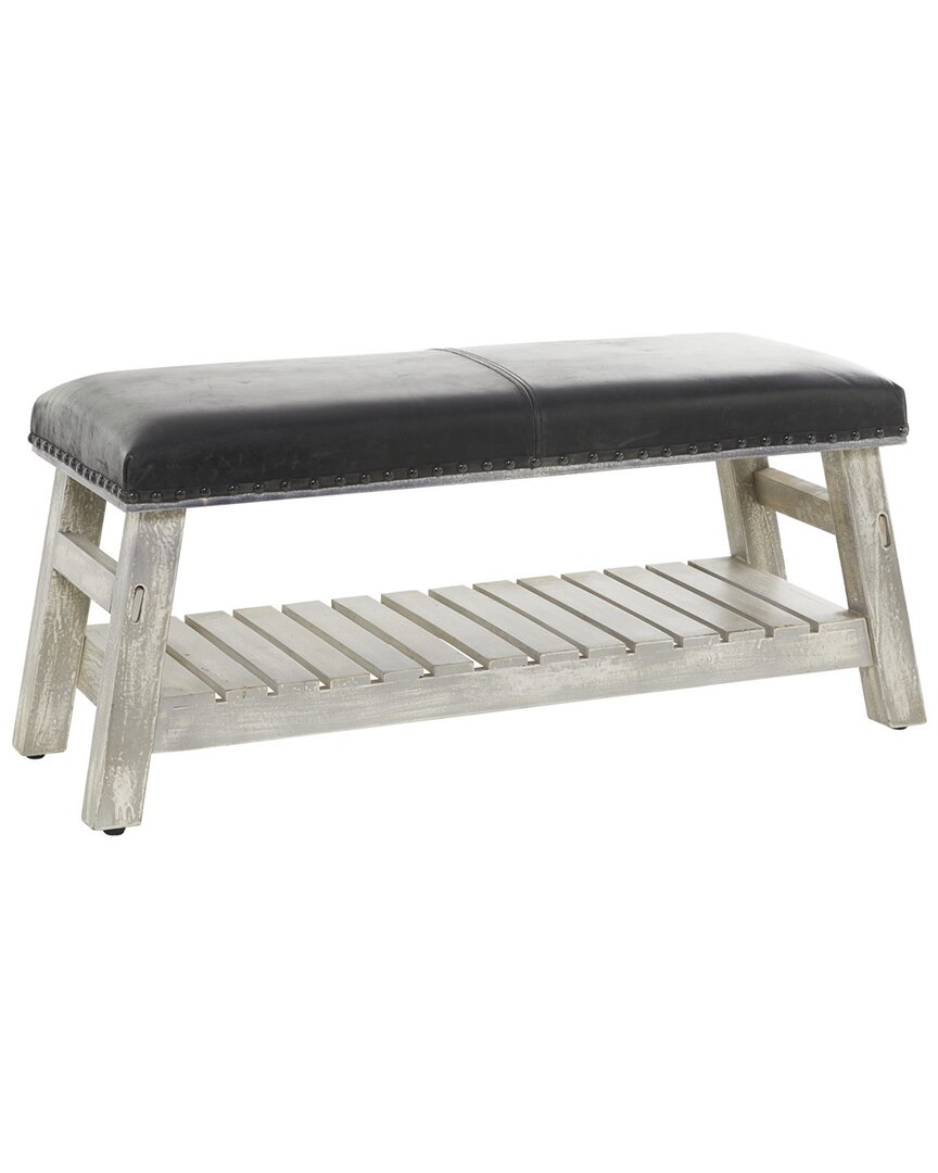 Peyton Lane Black Wood Rustic Bench